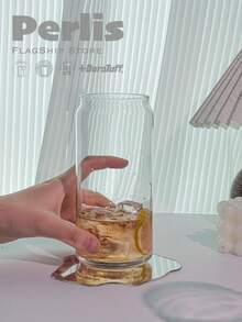 Taza de vidrio con forma de lata, estilo minimalista nórdico - Vidrio transparente sin plomo, perfecto para café, jugo, bebidas frías, té, leche y agua, adecuado para el hogar, la cocina, restaurantes, cafeterías y reuniones sociales