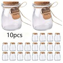 5/10/20 件装玻璃蜡烛罐套装，带木盖和标签 - 4 盎司圆形玻璃蜡烛架，带翻盖，透明，可冷冻，可重复使用，非常适合婚礼、生日、蜡烛制作等。 - 彩色 - 查看 3