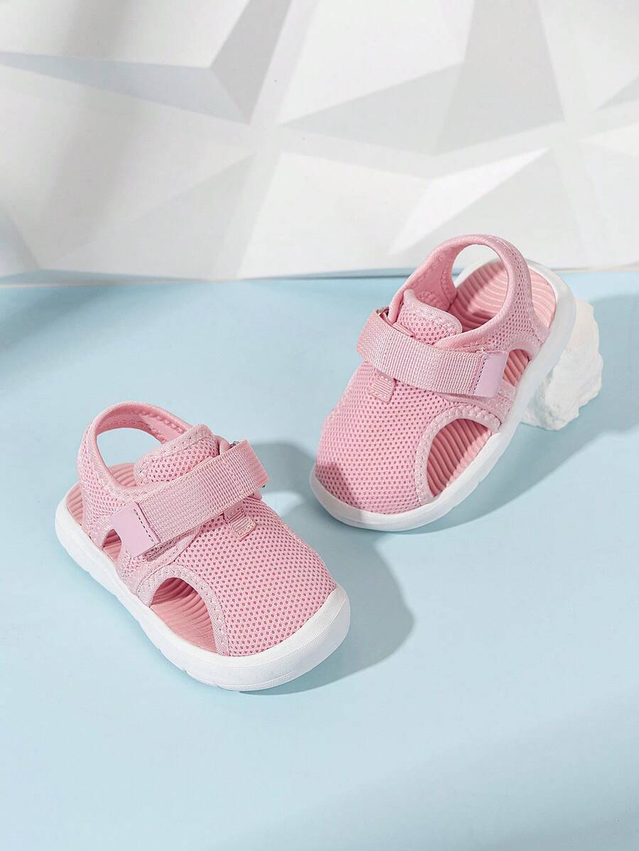 New Kids' Summer Breathable Soft Bottom Hook And Loop Closed Toe Sandals - Pink - View 1