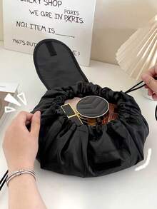 1个女士抽绳化妆包旅行收纳化妆包整理袋女士化妆袋便携防水洗漱美容盒，抽绳弹性化妆收纳袋女士便携旅行黑色大容量手提包收纳袋 - 彩色 - 查看 9