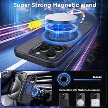 Magnetic Case For For IPhone 15 Pro 6.1 Inch With 360 Rotatable Ring Stand, Compatible With Mag Car Phone Mount, Cases Cover Phone Holder For Desk Meeting/Videos Matte Black,For For IPhone15Pro,MatteBlack - đen mờ - Xem 4