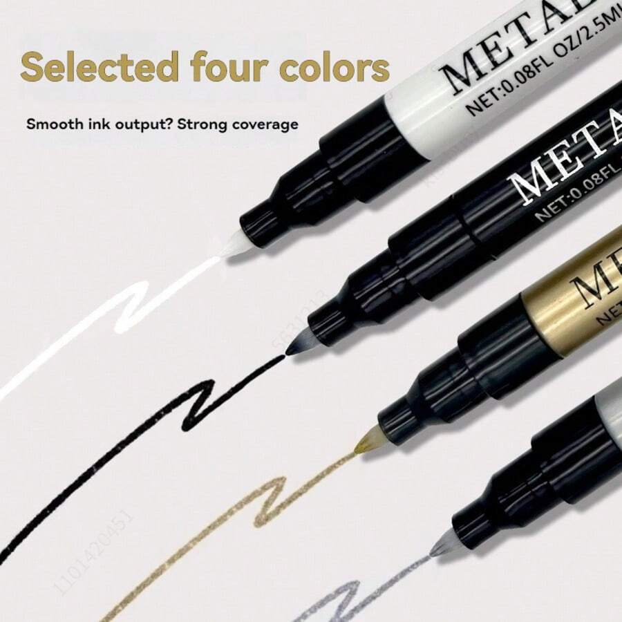 4PCS Nail Art Pens Set Nail Polish Pens Nail Art Drawing Pen Quick Dry Waterproof Nail Art Painting Pens Kit For Nail Art Drawing - one-size - View 1