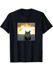 Funny And Explosive Cat T-Shirt - Black - View 1