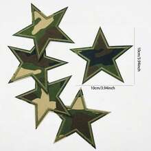 3pcs Grassland Green Camouflage Five-Pointed Star Embroidered Patches, DIY Iron-On Camouflage Patches, Clothing Hat Backpack Handbag Decoration Accessories Valentine's Day Valentine's Day Iron On Patches - 3 件商品 - 查看 8