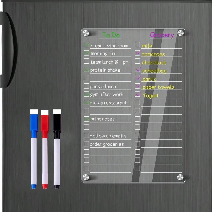 Hot Selling Acrylic Planner Fridge Dry Erase Board Transparent Magnetic To-Do List Whiteboard Fridge Magnet - 無色 - 查看 1