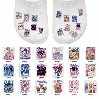 5 pezzi di decorazioni in acrilico per scarpe, fibbie quadrate creative per merchandising di film d'animazione e gruppi musicali femminili, accessori decorativi per fori nelle scarpe, adatti come regalo di San Valentino per familiari e amici (stile casuale)