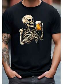 Men's Skull Beer T-Shirt - Stylish - Premium Quality - Excellent Quality - 黑色 - 查看 1