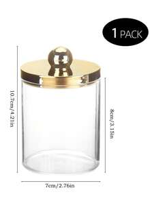 4/Iece Swab Storage Box Set, Medicine Jar Set, Bathroom Storage Jars With Gold Lids, Suitable For Swabs, Pills, Mats, Floss Picks, Etc., 10 Oz Plastic Jars, Suitable For Bathroom, Bedroom, And Dressing Table Storage.