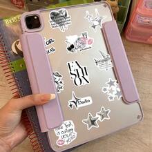 50Pcs Silver Lucky Stickers Aesthetic Stickers Y2k Stickers Y2K Downtown Sticker Y2k Gifts Groovy Stickers 90s Stickers Vinyl  Stickers For Envelope,Water Bottle,Computer,Laptop,Phone,Luggage,Notebook,Fridge - Multicolor - View 2