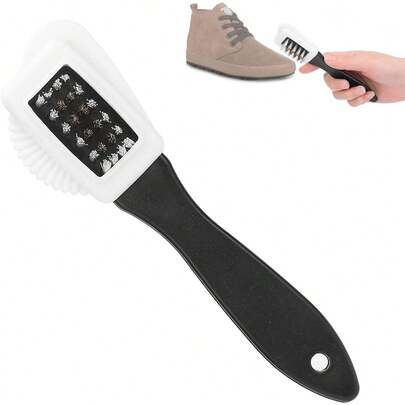 EstiloZJchao Cepillo De Zapatos, Cepillo De Limpieza De Gamuza 4 Lados, Cepillo Limpiador De Pulido De Botas De Zapatos De Cuero De Terciopelo NubuckVersióN Mejorada