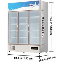 Refrigerador comercial, refrigerador vertical para bebidas, puerta de vidrio con luz LED para el hogar, tienda, gimnasio u oficina, (35 pies cúbicos puerta batiente triple) - 35 pies - Ver 10