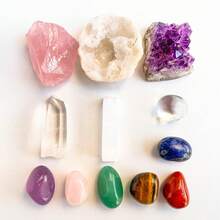 Bộ hộp đá pha lê tự nhiên Chakra - Cụm đá thạch anh tím, tinh thể mã não, hộp quà thạch cao - Đồ trang trí nhà cửa bằng pha lê, quà tặng Giáng sinh, Lễ Tạ ơn - Bộ Chakra Mini - Xem 7