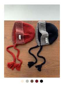 1pc Color Block Braided Knitted Knit Hat, Versatile Oversize Beanie, Warm Earflap Ski Cap, Suitable For Women & Men In Autumn/Winter - Multicolor - View 8