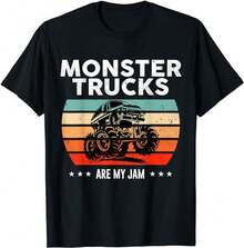 Vintage Monster Truck Are My Jam Retro Sunset Cool Engines T-Shirt - 黑色 - 查看 2