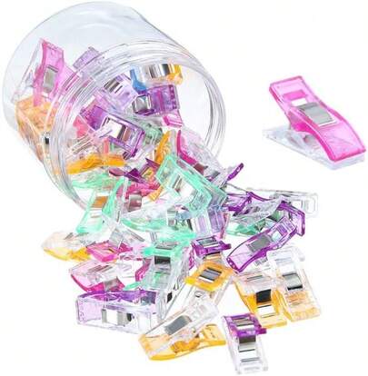 VTECHOLOGY 100Pcs Sewing Clips, Multipurpose Fabric Clips For Quilting Accessories, Crafting Tools, Binding - Assorted Colors (Packaged In Bag)