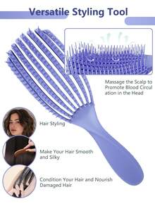 Women's Octopus Comb, Wet & Dry Use, Anti-Static Styling Brush, Suitable For Straight, Long, And Thick Curly Hair, Fluffy And Smooth Massage Hair Brush, Suitable For Daily Styling, Lightweight And Portable, Suitable For Travel, Salon, And Home Use. - Multicolor - View 3