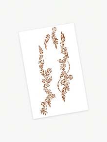 1pc Valentine's Day Henna Temporary Tattoo Sticker, Featuring Minimalist Red Henna Rose Design. Artistic, Waterproof, Sweat-Proof, Washable, Non-Reflective, Simulating Henna Tattoo Effect. Apply On Hands. Suitable For Fashionistas, Lasts 3-5 Days. - Brown - View 8
