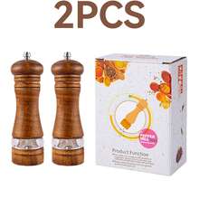 1个胡椒研磨器，家用盐研磨器，木制香料研磨器，手动胡椒研磨器，香料粉碎器，可重复使用的香料瓶，适用于烧烤、野餐、露营、厨房工具、情人节礼物、厨房装饰 - 彩色 - 查看 11