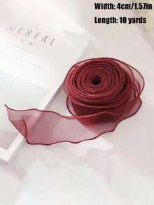 1pc Semi-Transparent Ruffled Organza Ribbon, Suitable For Bouquet Wrapping, Cake Decoration, Weddings, Bows And Ribbon Crafts, Also Applicable For Holiday Parties, Back To School, Valentine's Day And More Occasions - Multicolor - View 9