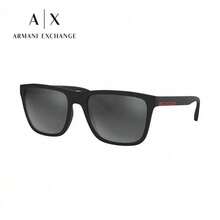Armani 0AX4080SF80786G Sunglasses, Square Full-Rim, Lightweight Frame, Unisex, Suitable For Various Occasions, Matte Black Temples, Light Gray Mirrored Top, Black Mirrored Top - Black - View 1