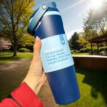 0W-ALA' 30oz  Sports Water Bottle With A Comfortable Handle For Easy Carrying. Triple-Layer Insulation Keeps Drinks Cold For 24 Hours. Designed Specifically For Hydration Lovers. Vacuum Insulated Bottle/Cup, Water Bottle/Drinking Vessel, Stainless Steel Insulated Cup, Suitable For Both Hot And Cold Coffee. - Xanh đậm - Xem 2