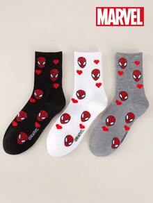 Marvel 6 Pairs,3 Pairs,1 Pair Random Of Universal Spider Man Heart-Shaped Printed Cool, Sweet, And Fashionable Thigh High Socks, Suitable For Daily Outings, Fan Gatherings, And Couple Outfits - Multicolor - View 7