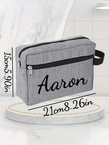 1pc Personalized Toiletry Bag, Customizable Name, Foldable Lightweight Travel Makeup Bag For Men, Made Of Polyester, With Top Handle And High-Quality Zipper, Ideal For Basic Grooming And Shaving Essentials, Long-Lasting, Travel Essential Storage Bag, Great Gift For Her, Girlfriend, Boyfriend, Friends ,Holiday Essential - Multicolor - View 11