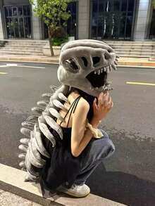 1pc Fun Dinosaur Skull Costume, Realistic Dinosaur Skull Model Head Hat Mask, Teen And Adult Role-Playing Costumes And Props, Party Costume Cosplay Props And Costumes, Super Soft And Comfortable, The Best Festival Gift, A Must-Have Gift For Friends In Outdoor Outfits - Multicolor - View 6