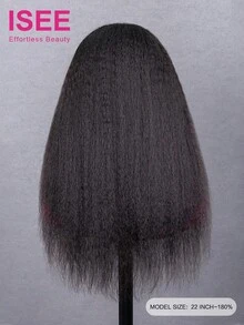 ISEE Hair Wear Go Half Wig 3 In 1 Half Wig Elastic Drawstring Seamless Flip Over InvisiFit Strap Wig Kinky Straight False Scalp 180% Density 14-16 Bob Inch 18-28 Inch Unprocessed Human Wig Hair - SNatural - View 6