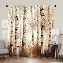 2-Piece Set, Featuring A Unique Forest And Leaf Design, Made Of Polyester, Perfect For Bedrooms, Living Rooms, Kitchens, And Bathrooms, Creating An Exquisite And Comfortable Atmosphere - Highly Adaptable, Sun-Resistant, Comes With A Rod Bag - 彩色 - 查看 3