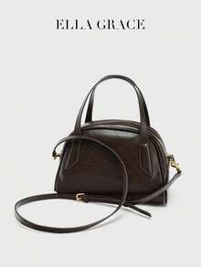 ELLA GRACE Women's Retro Curved Handbag, Fashionable Underarm Shoulder Bag, Versatile Daily Crossbody Bag - Burgundy - View 5