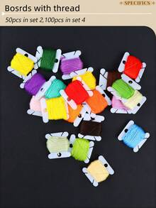 1 Set Handmade DIY Embroidery Cross Stitch Thread Box Kit, Sewing Storage Box Tools Including Needle Case, Thread Organizer, Bobbin Winder, Threader, Ripper, Scissors, Needles, Thimble - A - View 7