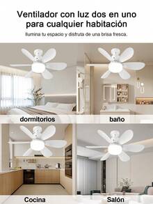 2 piezas 60W Lámpara de ventilador,Luz de ventilador,Ventilador de 3 Velocidades Ajustable a 3 Tonos De Luz Con Lámpara LED Socket Universal Alto Flujo de Aire Diseño Ergonómico para Combatir el Calor Refrescante Luces Brillantes Cálida, Neutral y Fría con 6 Aspas Duraderas Material Resistente. - 60W (2 piezas) - Ver 11