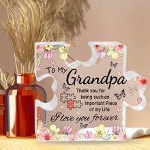 1pc, Ideias para presentes para irmãs, Placa de acrílico em forma de quebra-cabeça, Decorações para mesa de escritório em casa, Lembrança para irmãs, Te amo para sempre