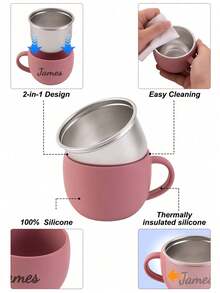 1 buah Cangkir Silikon Bayi dengan Nama yang Dapat Disesuaikan, Bagian Dalam dari Stainless Steel, Cangkir Minum untuk Latihan Makan Sendiri Bayi, Perlengkapan Makan Bayi - MultiWarna - View 7