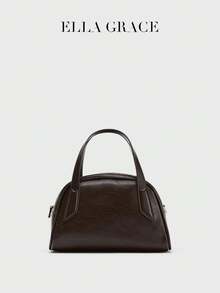 ELLA GRACE Women's Retro Curved Handbag, Fashionable Underarm Shoulder Bag, Versatile Daily Crossbody Bag - Burgundy - View 1