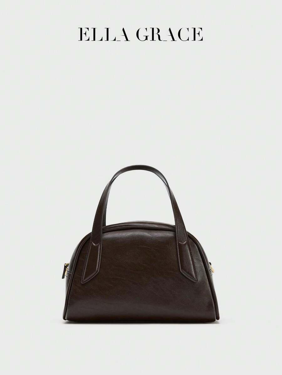 ELLA GRACE Women's Retro Curved Handbag, Fashionable Underarm Shoulder Bag, Versatile Daily Crossbody Bag - Burgundy - View 1