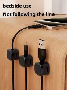 3pcs Magnetic Cable Clips, Self-Adhesive Cable Organizer, Desktop Cable Holder, Strong Adhesive Cable Management Clips, Easy-Open Phone Cable, Suitable For Office Desk, Home Office And Car Adjustable Cable Management - Multicolor - View 1