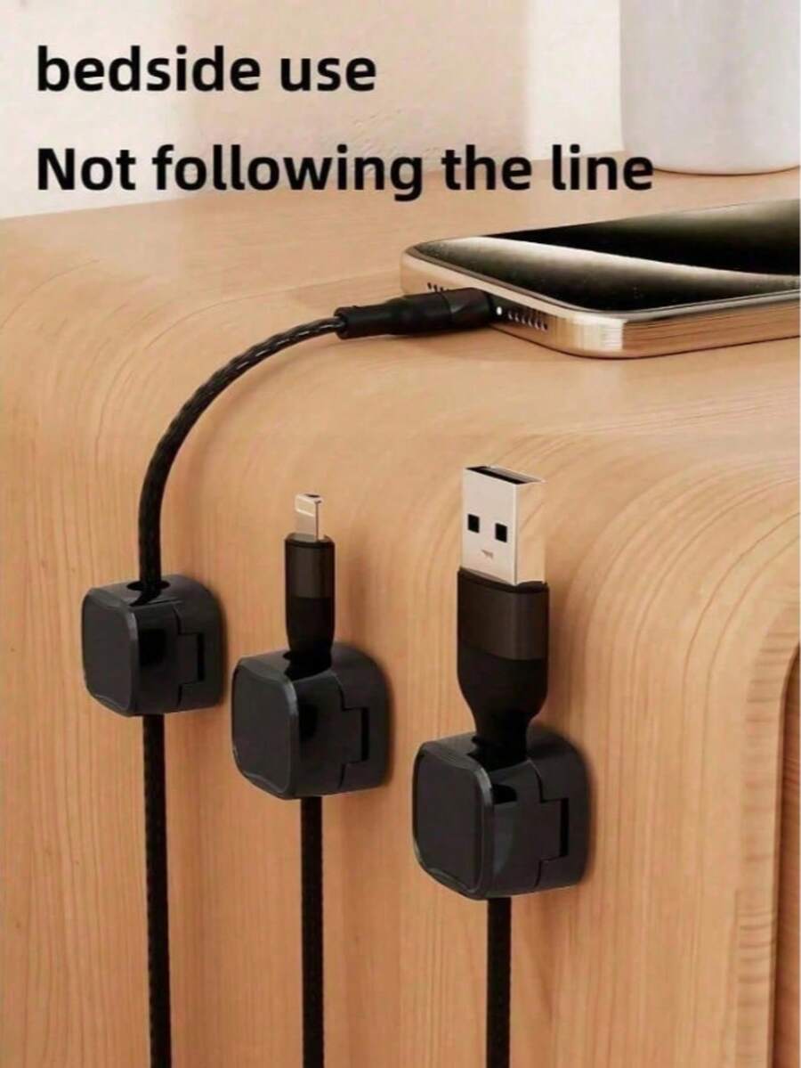 3pcs Magnetic Cable Clips, Self-Adhesive Cable Organizer, Desktop Cable Holder, Strong Adhesive Cable Management Clips, Easy-Open Phone Cable, Suitable For Office Desk, Home Office And Car Adjustable Cable Management - Multicolor - View 1
