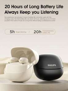 Auriculares inalámbricos Bluetooth in-ear Philips, TAT2320, baja latencia, tamaño MINI, ajuste ultraligero, apto para dormir, cancelación de ruido para llamadas inteligentes, compatible con iOS y Android - Negro - Ver 8