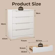 Cómoda con 3 cajones espaciosos para dormitorio, mueble con cajones Cómoda blanca para salón, dormitorio, estudio - Blanco - Ver 10