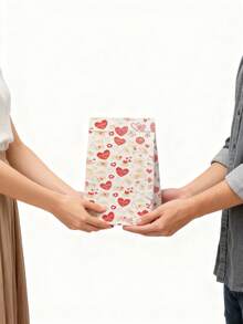 13pcs/Set Valentine's Day Gift Bags With Heart Stickers - Pink And White Heart Pattern Party Gift Bags With Adhesive Labels, Suitable For Valentine's Day, Wedding, Birthday And Anniversary Occasions. (Loose Paper Gift Bags) - Multicolor - View 6