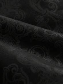 1pc Men's Classic Baseball Jacket With Zipper Closure, Ribbed Collar/Cuffs/Hem, Suitable For Various Body Types, Fabric With Subtle Vintage Patterning On Black Background - Black - View 9