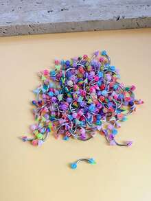 10/20/50pcs Acrylic Horseshoe Nose Septum Rings, Round Barbell Lip Studs, Eyebrow Cartilage Earrings, Assorted Colors & Patterns - Piercing Jewelry - View 4