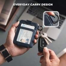 VULKIT Money Clip Wallet With Key Ring Slim Minimalist Design Magnetic Cash Clip Credit Card Wallet For Mens Womens - Navy - View 6
