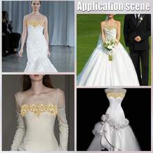 5.7 Inch Wide Gold Metal Venetian Lace Trim, 2.6 Yards Long, With Sequin Flower Embroidery, Suitable For Sewing, Clothing, Wedding, Home Decor And DIY Crafts - Multicolor - View 4