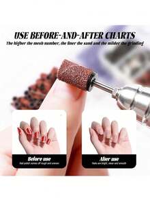 5pcs/Set Nail Grinding Bands Kit, Includes 80/120/150/180/240 Grit Nail Grinding Bands, Nail Drill Bits, Drill Shanks & Portable Storage Box, Suitable For Acrylic Nails, Manicure, Pedicure And Other Nail Art, Ideal For Back To School Season - Multicolor - View 7