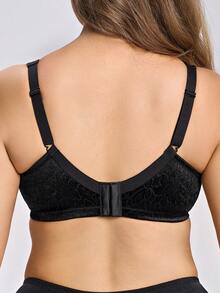 WINGSLOVE Plus Size Wireless Seamless V-Neck Full Coverage Bra - Unpadded Jacquard Wide Straps, Soft Breathable Fabric, All-Day Comfort - Black - View 4