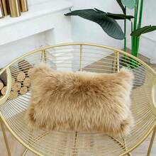 1pc Solid Color Soft Plush Square Decorative Throw Pillow Case (Pillow Insert Not Included) - Khaki - View 16