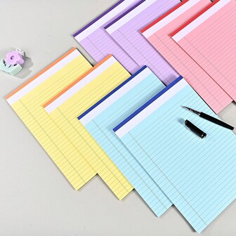 带横线的记事本，5 x 8 英寸 / 5.5 x 8.5 英寸 / 8.5 x 11 英寸，1 包法律用纸，30 张，大学标准行距，小型记事本，带易撕线，80 克重磅纸，适用于家庭、办公室和学校，多种颜色和尺寸可选。